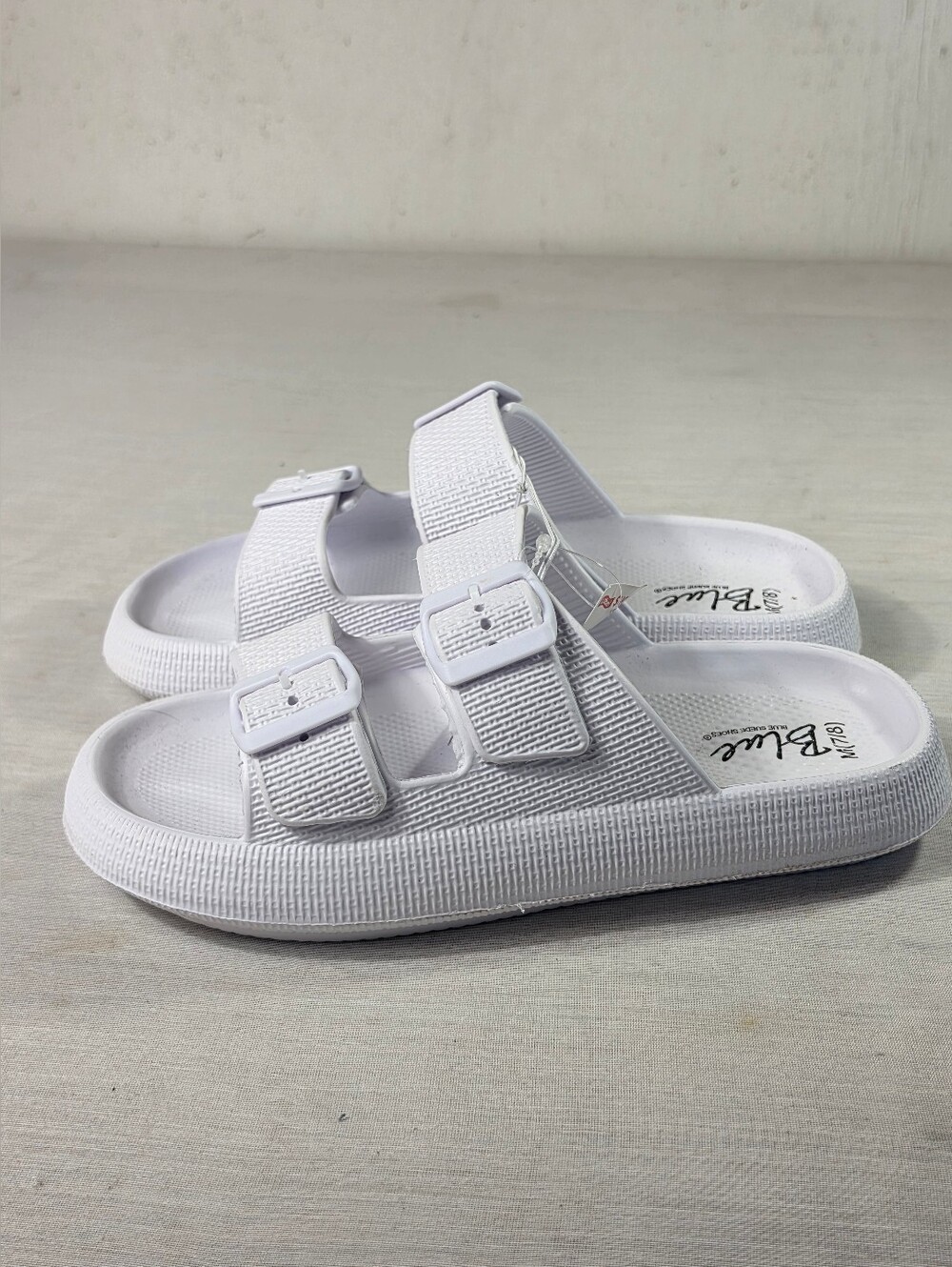 Blue Suede Shoes White Double Buckle Sandals M
